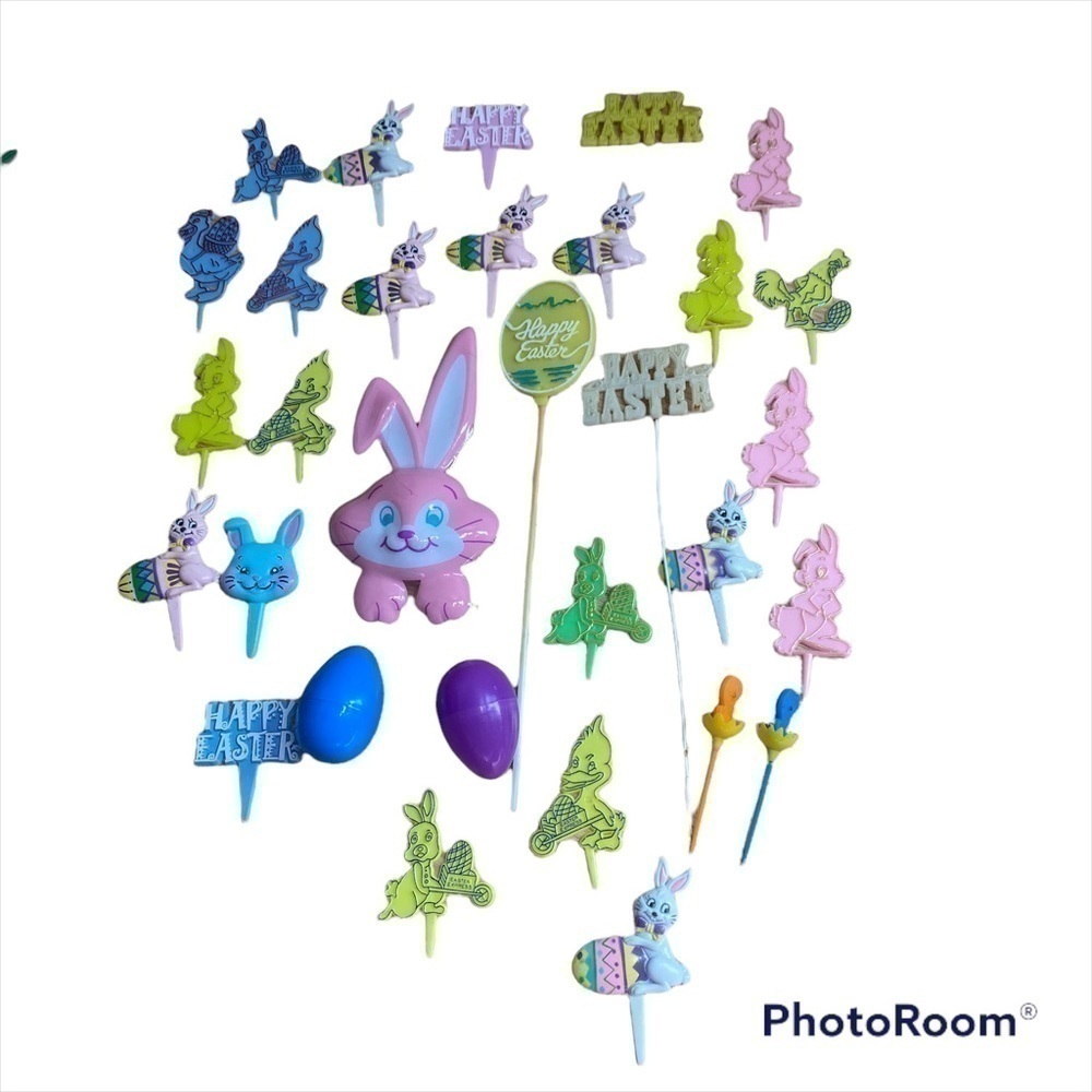 Vintage Easter Cake Decorations Pop Tops Bunny